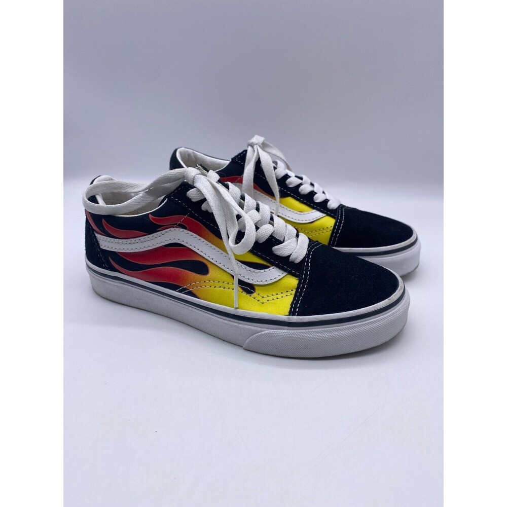 VANS Old Skool Flame Lo-Top Sneakers Flames US Boys Size 4, US Women's 5.5